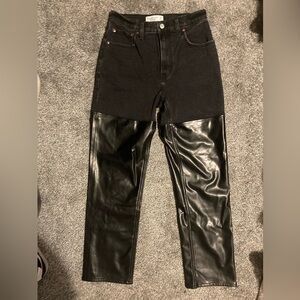 Abercrombie & Fitch Two-Tone Black Faux Leather Panel Jeans